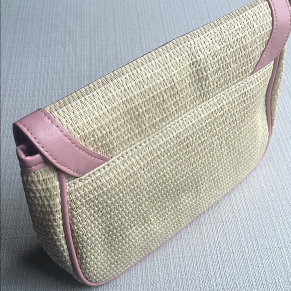 Lancome raffia straw Clutch cosmetics pouch cream/pink - Picture 5 of 15